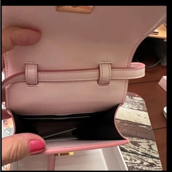 *Balmain* 1945 PRISTINE in box Leather Trimmed Pink Canvas Quilted Crossbody - Picture 7 of 11